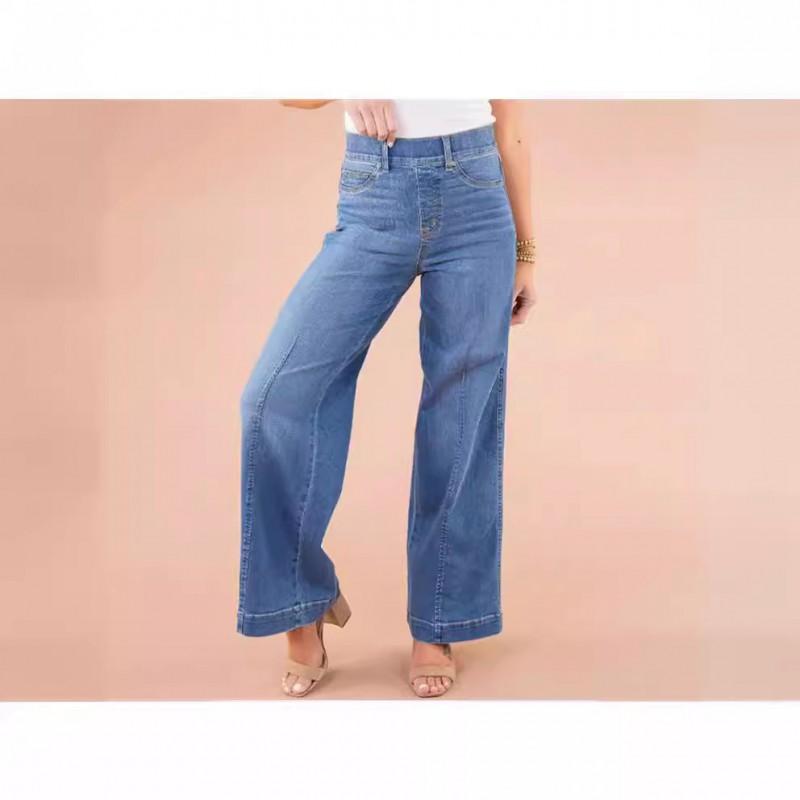 High-Waisted Stretchy Straight Leg Denim Jeans Women Comfort Fit Casual Workwear