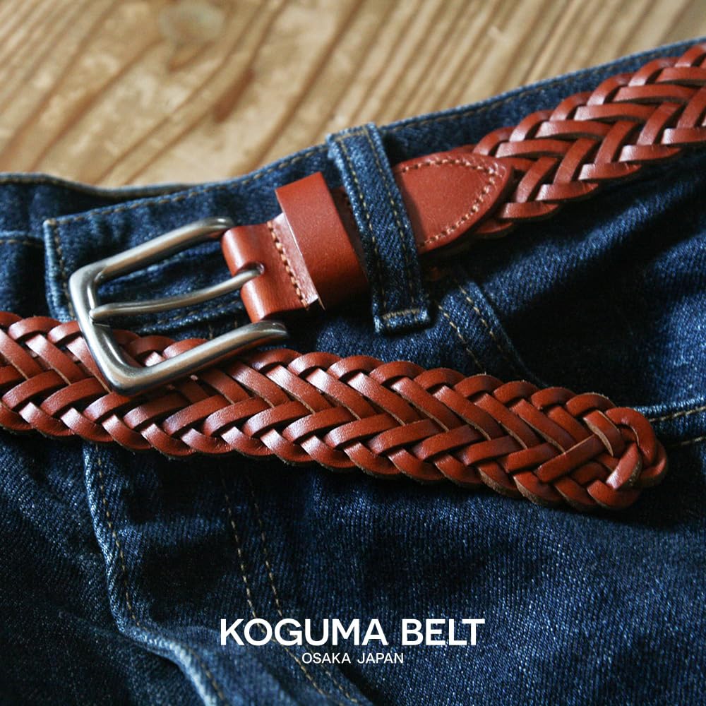 [KOGUMA BELT] Koguma Belt Плетеная сетка, Мужской и Женский, Натуральная кожа, Коровья кожа, Повседневный, Плетеный, Универсальный размер, Простой дизайн, KGMCB-0002
