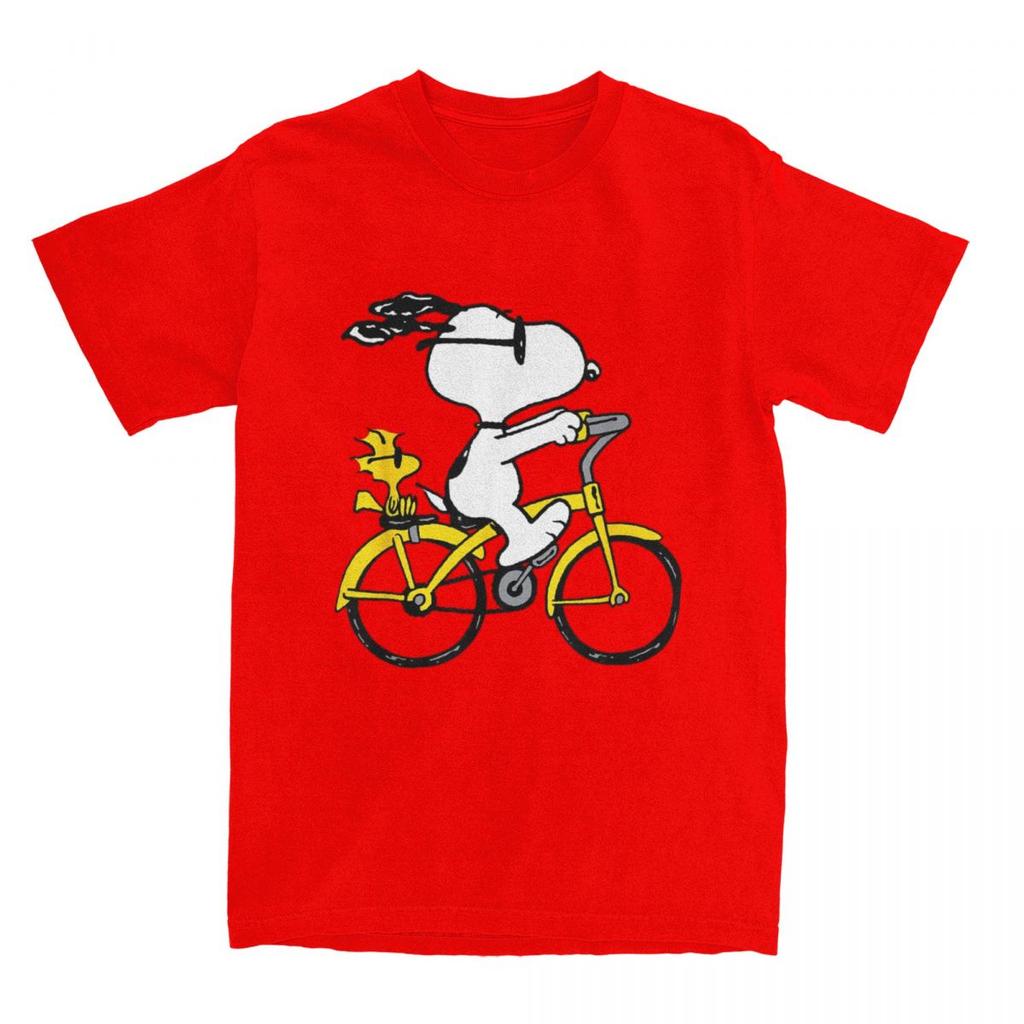 Miniso Peanuts Snoopy Woodstock Катаются на велосипеде Футболка Мужская Женская Повседневная Хлопковая Футболка С круглым вырезом Футболки Идея для подарка Одежда