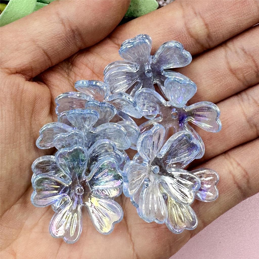 Hanmade Beads Necklace Pendant DIY Beads Acrylic Flower Beads 10Pcs 26.5mm Bead Jewelry Making