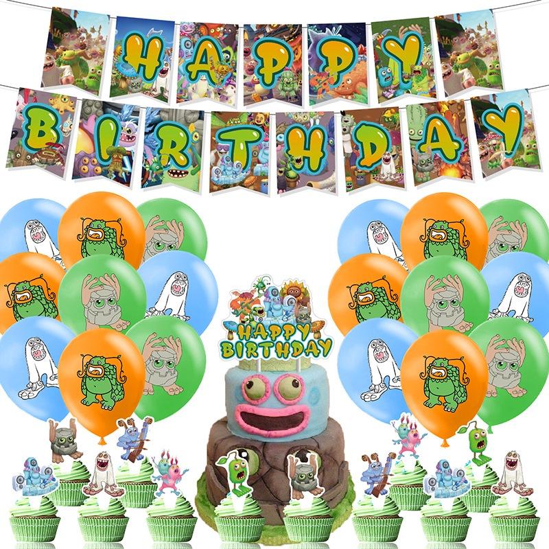 My Monster Singing Theme Birthday Banner Balloon Party Supplies Decorations Set