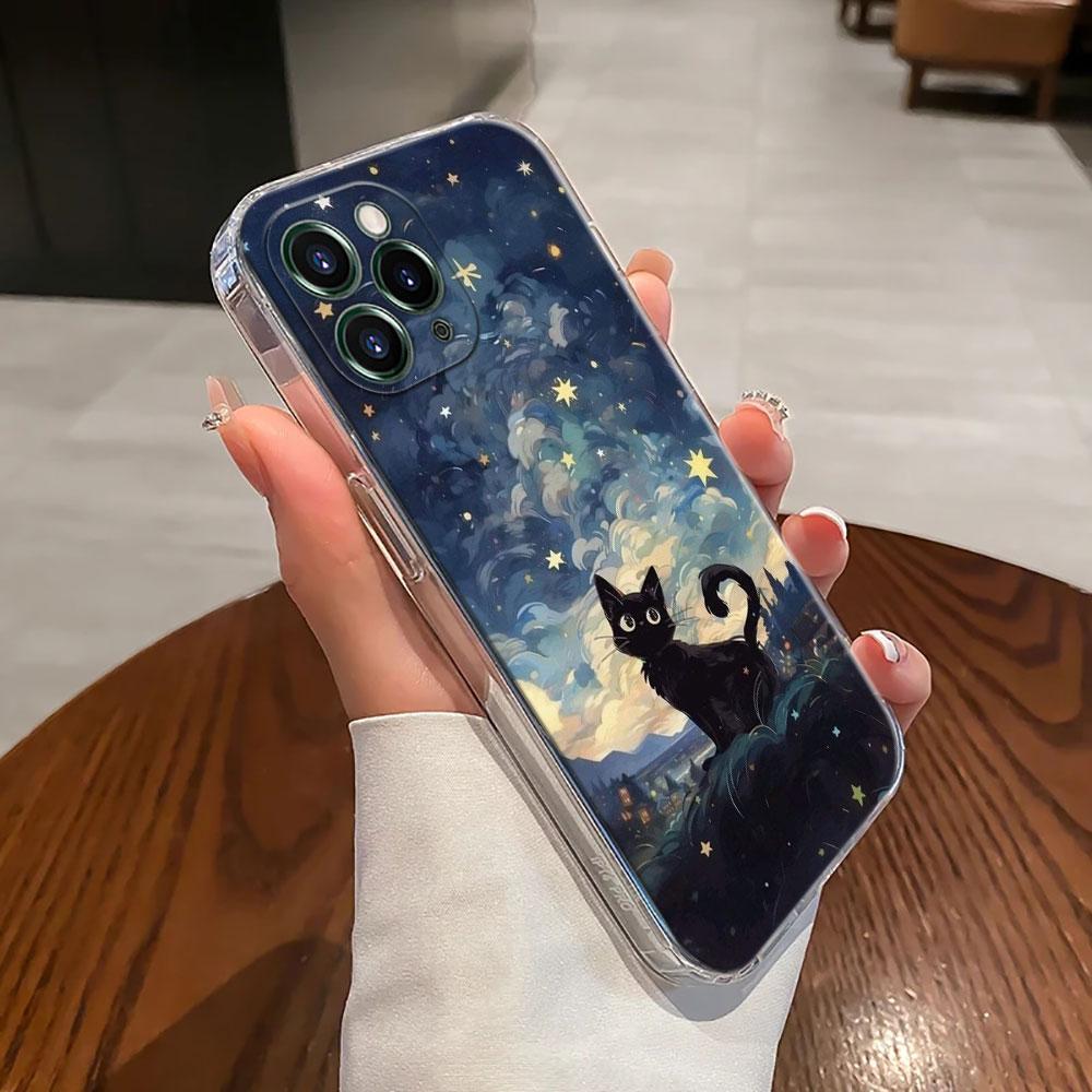 Ретро Масляная Живопись Звездное Небо Кот Чехол Для Apple iPhone 17 16 15 14 13 12 11 Pro Max 16 Plus 16E 17Air 17Pro Чехол Для Телефона Funda