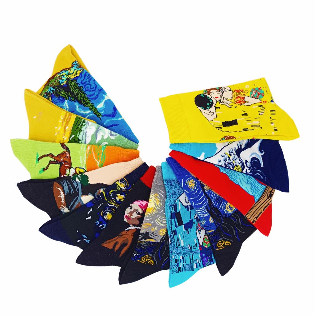 1 пара модных европейских и американских носков с персонализированной серией носков с масляной живописью в уличном стиле