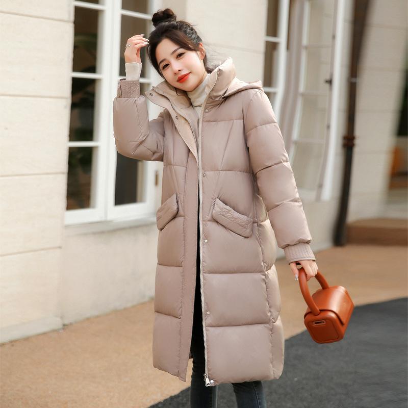 Женская осенне-зимняя однотонная приталенная с капюшоном утолщенная теплая женская куртка средней длины, 5 цветов
