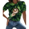 2024 Летние женские футболки с принтом 3D Cat, черные модные женские футболки с короткими рукавами Kawaii, женские летние топы оверсайз