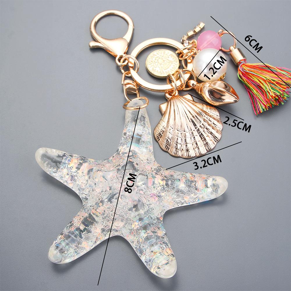 Chain Women Pendant Pearl Starfish Accessories Starfish Keychain Key Ring Shell Keychain Key Chains