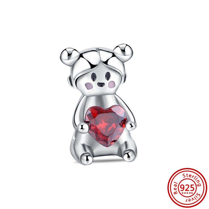 Новый 925 серебро мультфильм пчела ангел мальчик девочка держит сердце сверкающие бусины подходят оригинальный браслет-подвеска женские роскошные ювелирные изделия