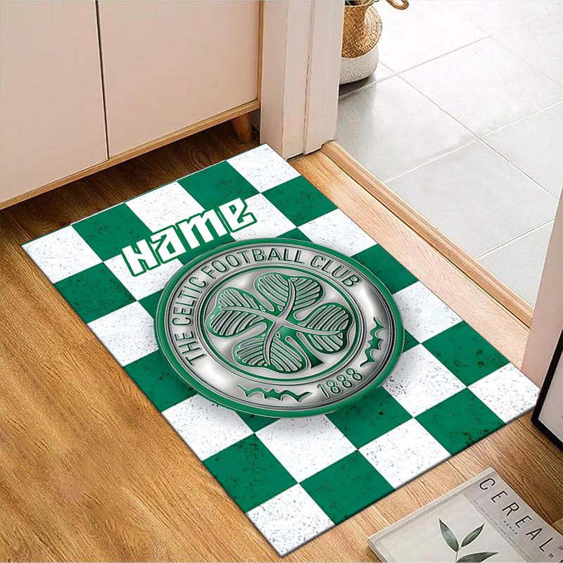 Custom Name Celtic Football Crest Rug Game Carpet, Floor Mat for Bedroom Living Room Entryway Rug, Home Decor Idea Gift for Christmas birthday