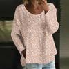 Женский повседневный модный свободный топ с круглым вырезом и цветочным принтом, с длинным рукавом