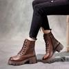 Fashion Genuine Leather Women Boots Zip Round Toe Shoes for Women Concise Leisure Sewing Platform Boots Botas Altas Plataforma Mujer