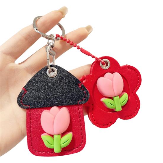 2 шт. Элегантный держатель для ключей в форме тюльпана из искусственной кожи, брелок в форме дома