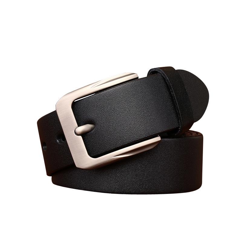 Простой деловой модный повседневный ремень мужской кожаный с пряжкой из коровьей кожи первого слоя универсальный мужской ремень для брюк
