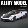 1:24 Pagani Huayra BC Модель игрушечного автомобиля Литой сплав Амортизация Отскок Звук и свет Моделирование гоночных украшений Дисплей Подарок для мальчика