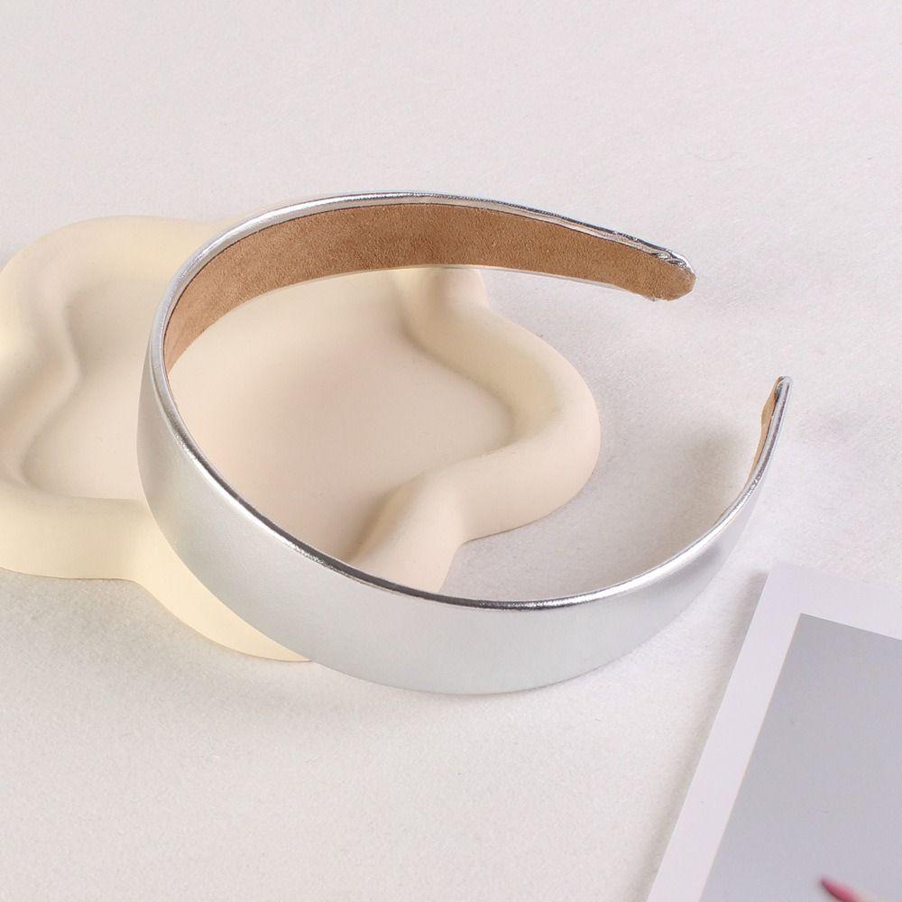 Glossy Leather Headband 3CM Width Simple Headwear Fashionable Face Wash Headband  Party Look