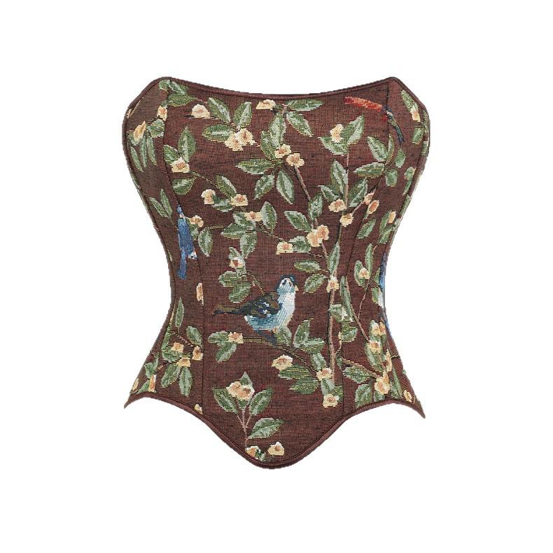 Monet Style Vintage Oil Painting Fishbone Corset - Sexy Strapless Body Shaper for Women