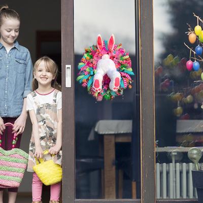 Пасхальный кролик гирлянда декор Пасхальный кролик гирлянда на входную дверь Пасхальный вор кролик попа с ушами гирлянда в форме кролика декор