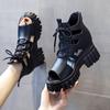 Real Soft Leather Summer Hollow-out Breathable Slimming Roman Sandals Women's New All-Match Platform Sandal Boots Women's Platform Shoes
