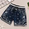 Summer Casual Shorts Drawstring Waist Flower Pattern Quick-Drying Basketball Casual Sports Shorts Adjustable Fit Wide Leg Shorts