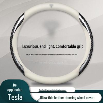 Оригинальная кожаная оплетка руля для Tesla Model 3, Model Y, Model X - Универсальная посадка для всех сезонов