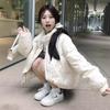 Fresh small floral short down cotton clothes for women's winter new college style thickened warm cotton-padded jacket