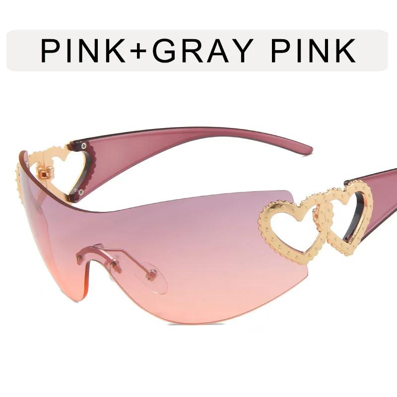 Модельер солнцезащитные очки женские роскошные трендовые солнцезащитные очки Y2k женские розовые очки в форме сердца UV4