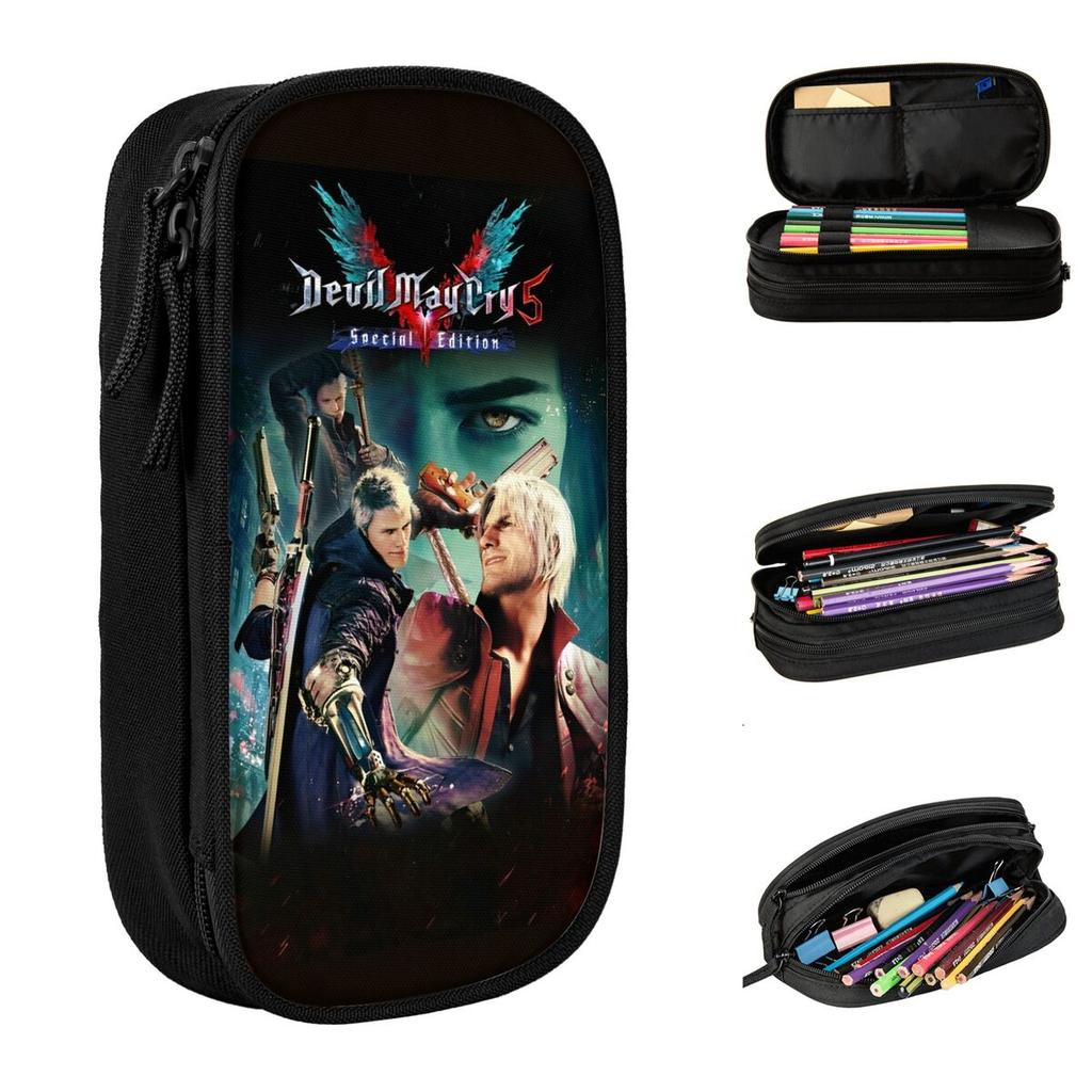 Pencil Case Urban Fantasy Game Devil May Cry Pencil Pouch Pen Large Storage Bag Students School Zipper Stationery