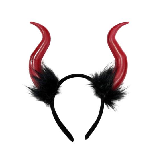 Halloween Devil Horns Plush Headband Cosplay Gothic Hair Hoop Dress Up Accessories Party Outfits Headband