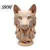 Wolf Head Statue with Round Base 3D Printed Figurine, Realistic Decor Base, Wild Animal Sculpture for Home Office Bookshelf Art Piece
