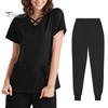 2 шт./компл. комплект унисекс больничной формы с v-образным вырезом и короткими рукавами, карманы, топы, брюки с эластичной резинкой на талии, быстросохнущие больничные стоматологические скрабы для медсестер, униформа