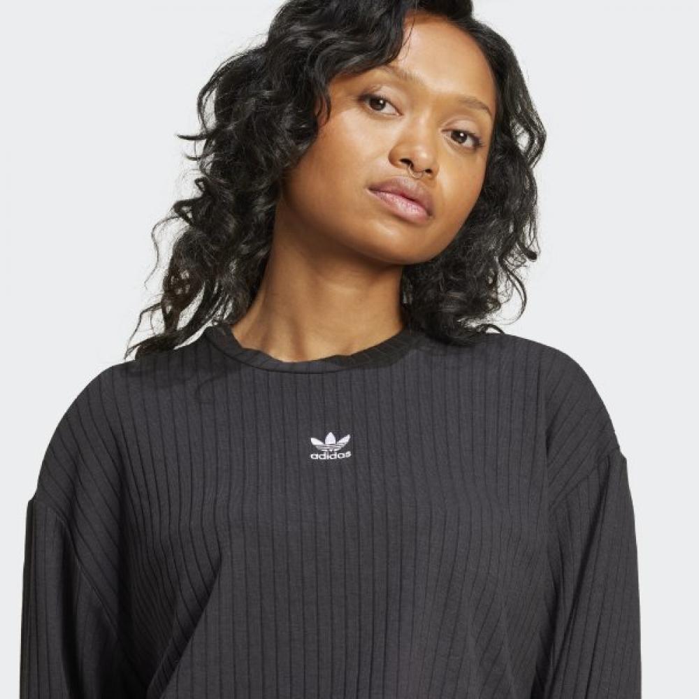 Adidas Женская футболка S eSSentialS Wide Lip с длинным рукавом, повседневная, черная