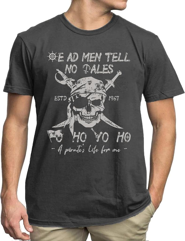 Men's Pirate Skeleton Graphic Tee - Perfect for Halloween and Costume Events