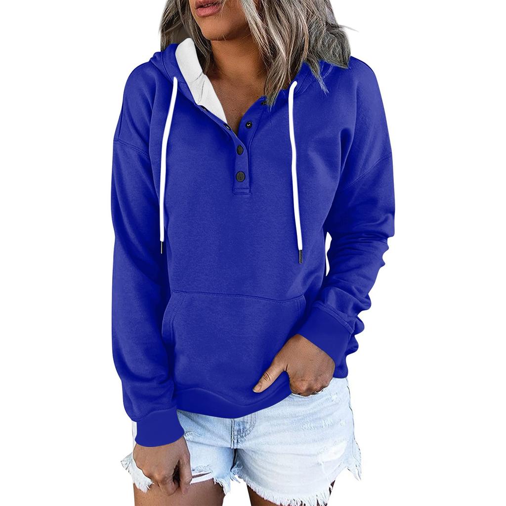 Women's Casual Fashion Solid Color Long Sleeve Pullover Hoodies Sweatshirts