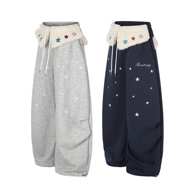 American Retro Loose Straight Sweatpants Teens Casual Sports Pants With Cartoon Print