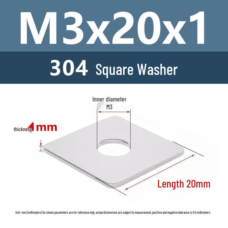 Yigu 304 Stainless Steel Thickened Square Flat Washer M3/M4/M5