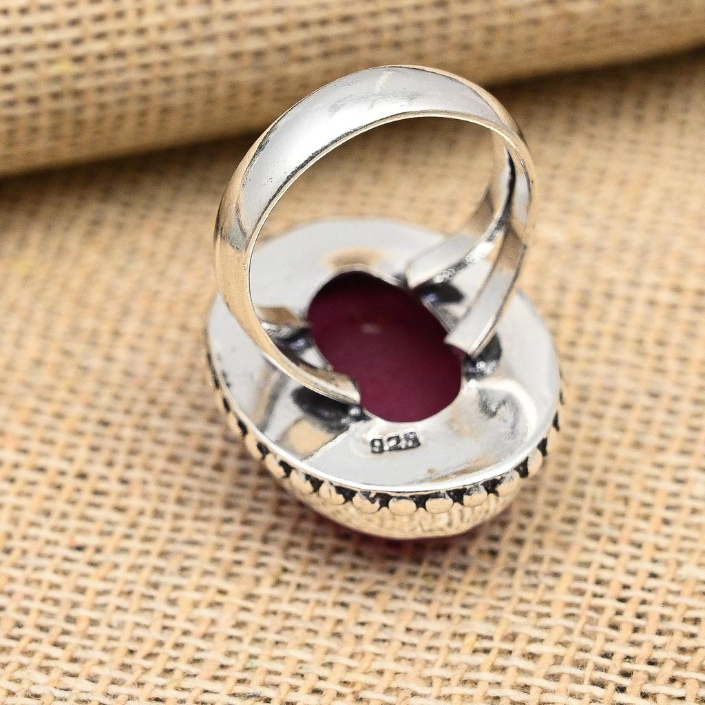 Ювелирные изделия ручной работы с граненым рубином из стерлингового серебра 925 пробы