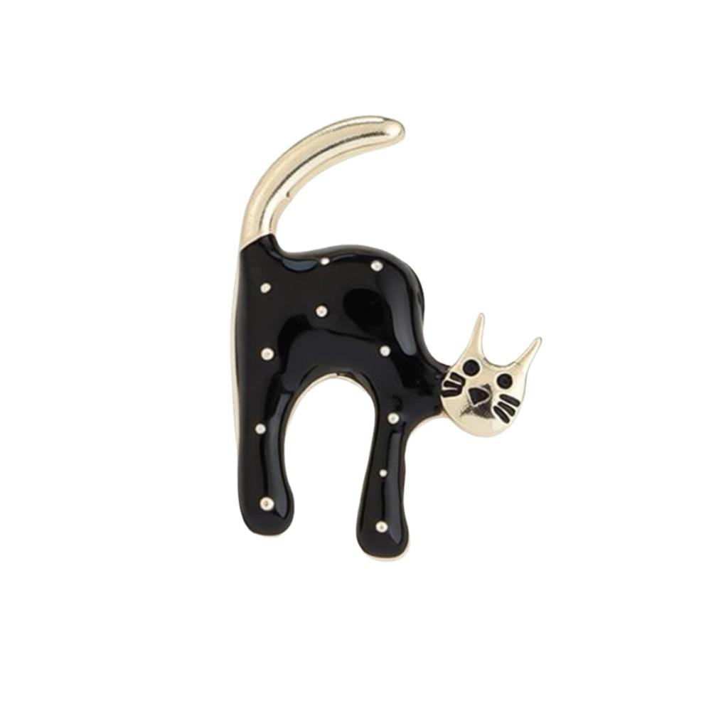 Black White Cat Brooches Enamel Scarf Adjuster Fashion Clothing Fixing Pins For Men Women