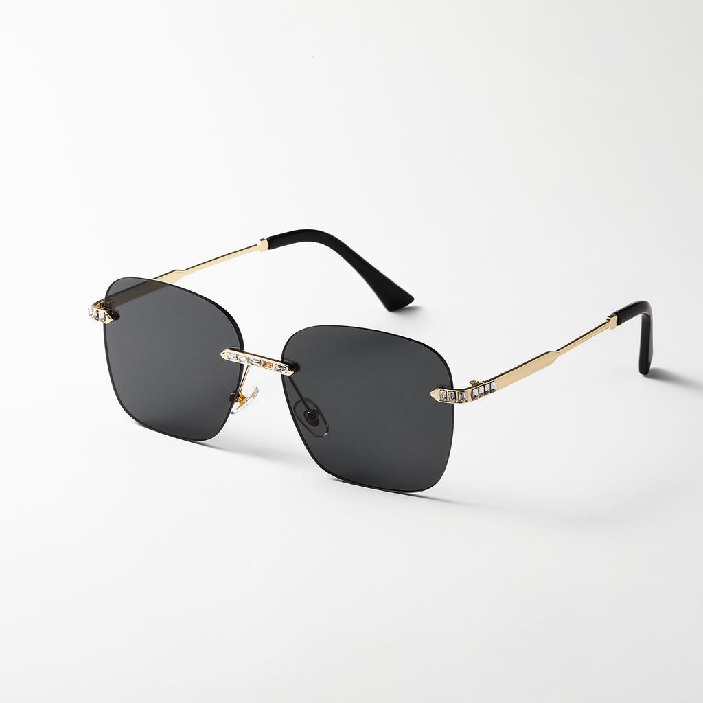 Очки без полей квадратные мужские металлические большие текстурные солнцезащитные очки новые женские Ins солнцезащитные очки