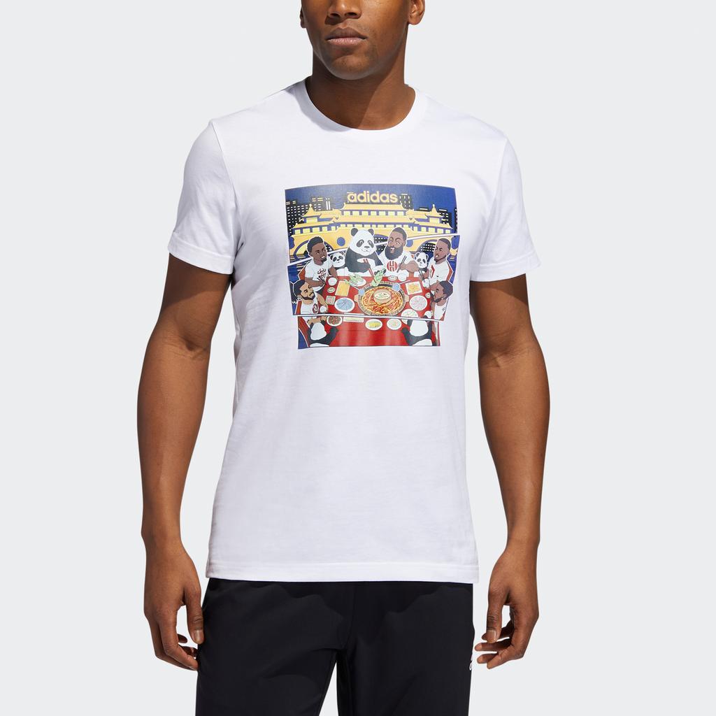 Adidas Chengdu Cartoon Print Basketball Sports Tee Men Tops White GE1062