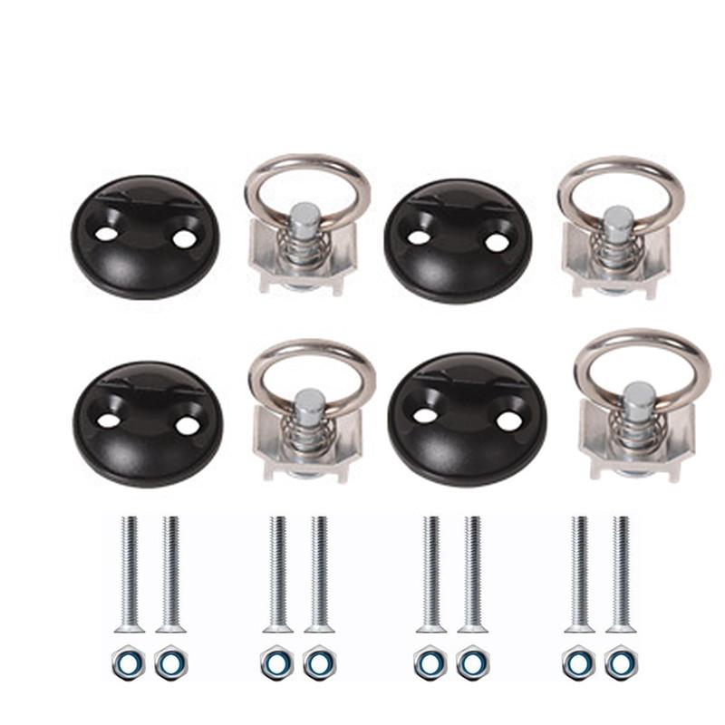 4Pack Round/Square Tie Down Anchor Point Kit Bolt on Track Fitting with Quick Release Compatible with Pickup Truck