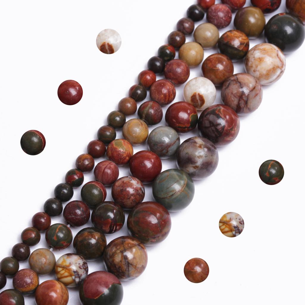 Товары для вечеринок Материалы для изготовления украшений своими руками Бусины из яшмы Пикассо Бусины из натурального камня Бусины россыпью Круглые 4/6/8/10 мм Подвески для рукоделия своими руками