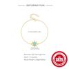 Fashion S925 Sterling Silver Personalized Simple Turquoise Flower Round Brand Diamond-Encrusted Women'S Bracelet Minority Jewelry