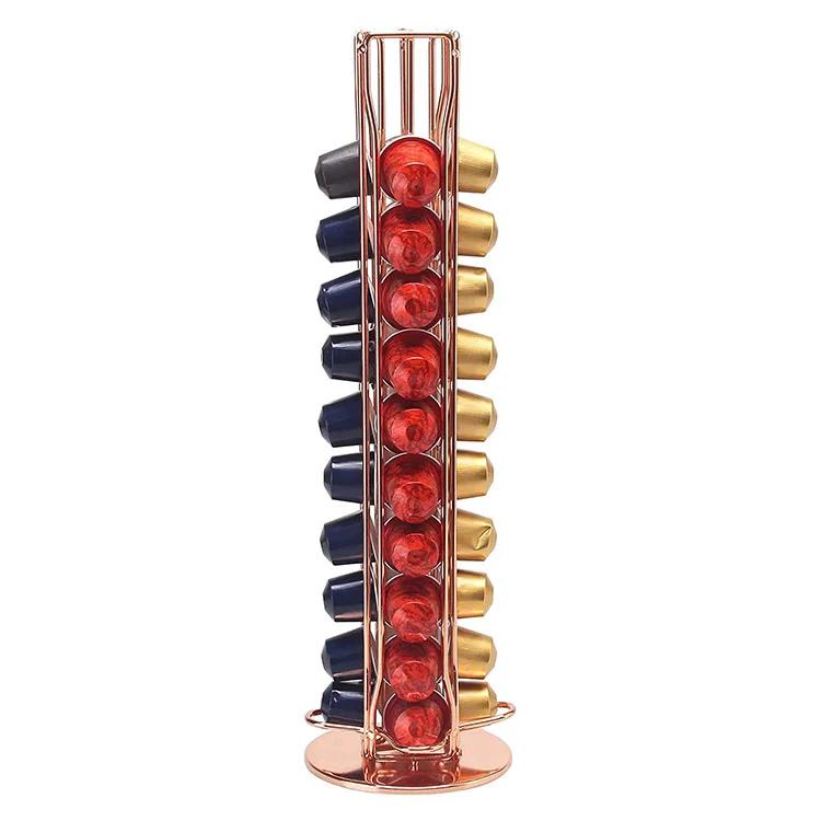 Серебристый вращающийся держатель для капсул Nespresso на 11 шт., поворотная полка на 161 градус, органайзер для хранения кофейных капсул