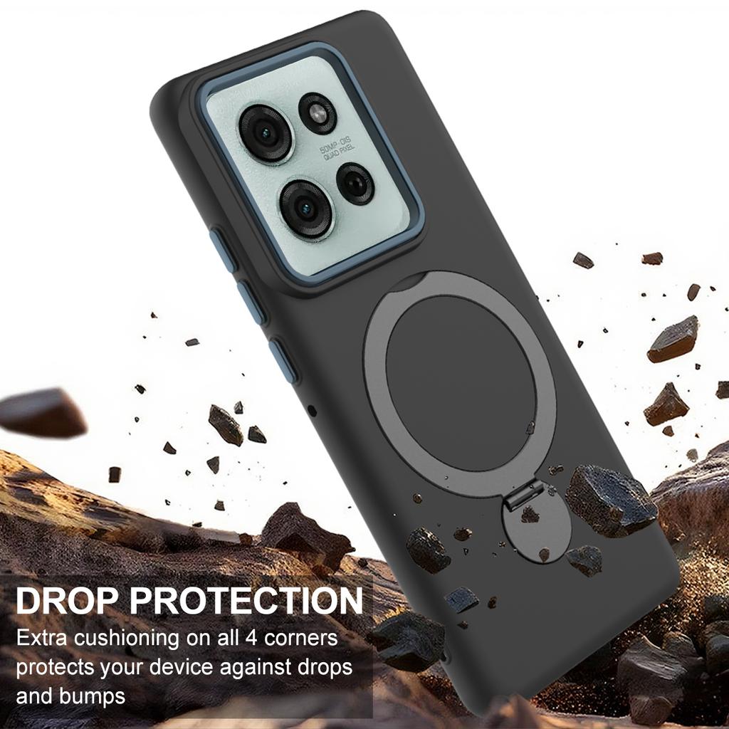 For Motorola Moto G75 5G Magnetic Case Rotating Ring Kickstand TPU + PC Back Cover