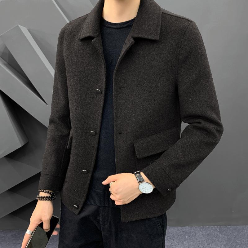 Мужская куртка шерстяное пальто осень и зима повседневное облегающее модное красивое двухстороннее шерстяное пальто для мужчин