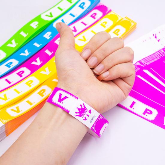 100 шт. VIP одноразовые браслеты на запястье водонепроницаемые флуоресцентные браслеты самоклеящиеся ID браслеты для мероприятий фестивалей баров концертов