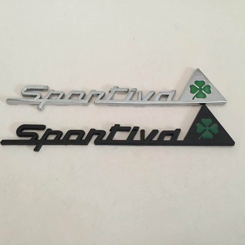 2pcs SPORTIVA Quatrefoil delta Car Side Fender Emblem Rear Trunk Badge Sticker for Alfa Romeo 147 156 159 166 Giulietta Spider zl2