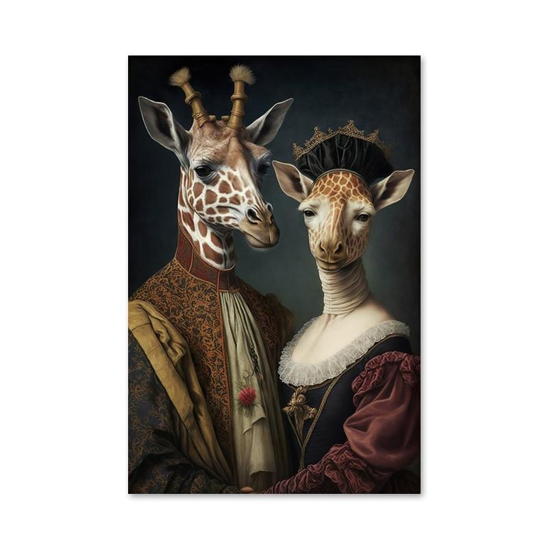 Аристократический постер с животными в стиле ретро, лев, жираф, кошка, печать на холсте, настенные художественные картины для украшения гостиной и дома