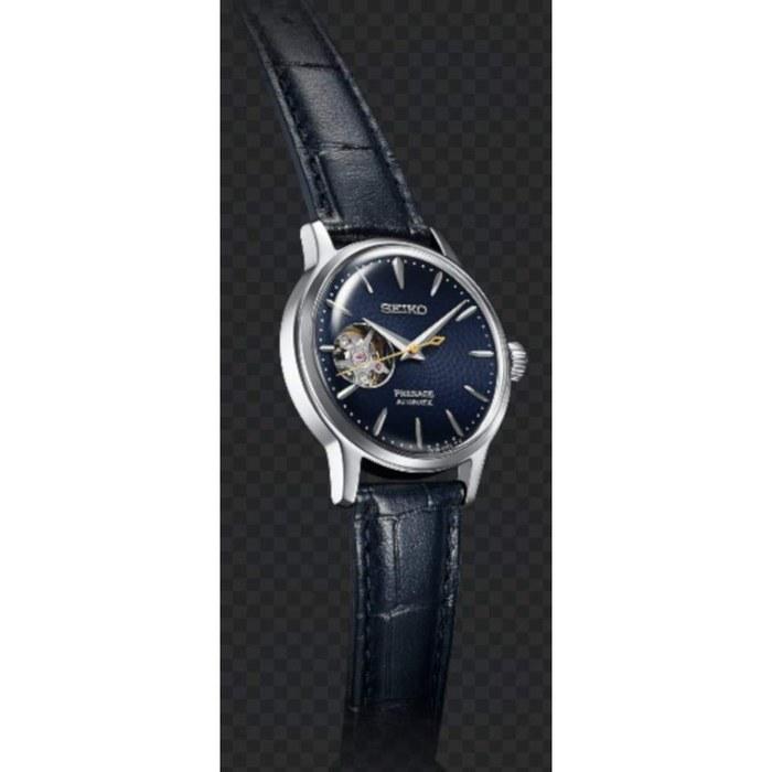 Seiko Женские часы Presage Automatic с синим циферблатом и синим кожаным ремешком SSA785J1, 41 мм