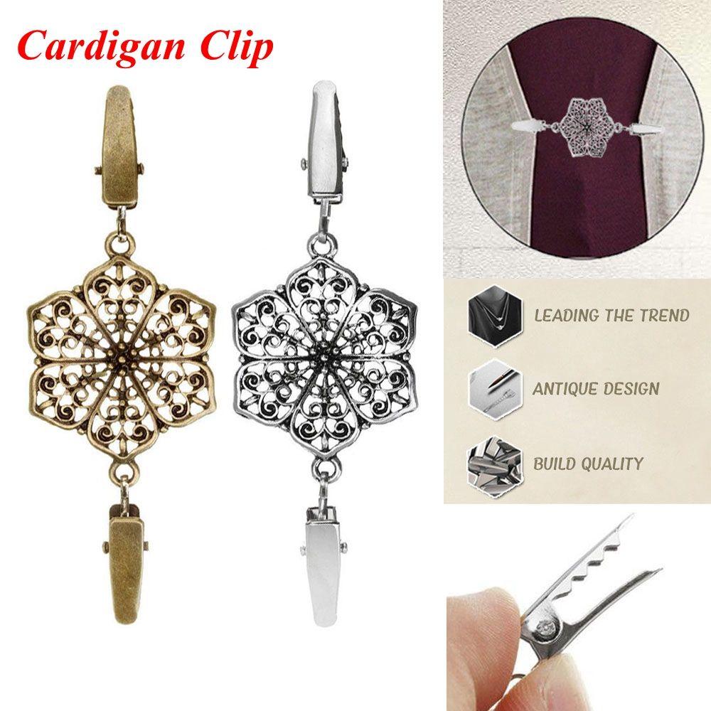 Fashion Retro New Hexagon Pattern Sweater Blouse Pin Duck Clip Clasps Shawl Brooch Cardigan Clip