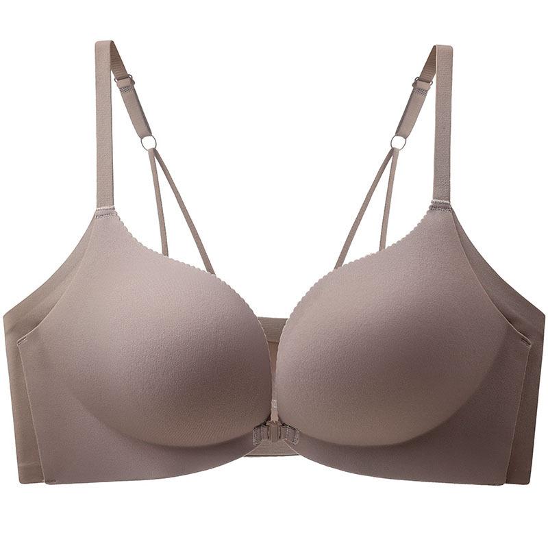 New sexy leopard print front buckle seamless underwear women's small breasts gather beautiful back bra cover